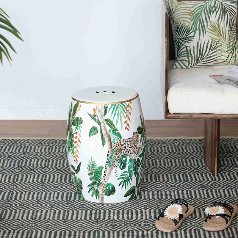 Table d'appoint décorative en céramique Tropical Cheetah