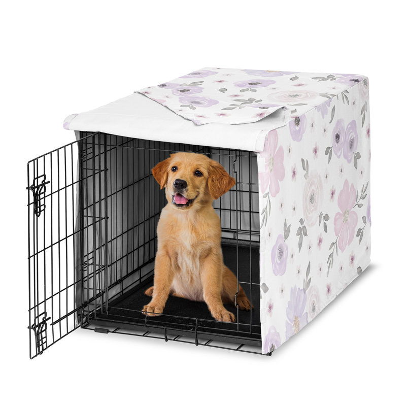 Housse de chenil Watercolor Floral Lavender and Grey Dog par Sweet Jojo Designs