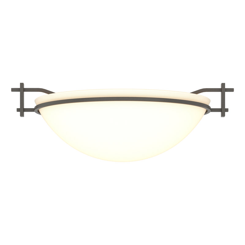 Moonband Semi Flush Mount, Dark Smoke, Opal, 4.5" H x 11.4" W x 11.4" D