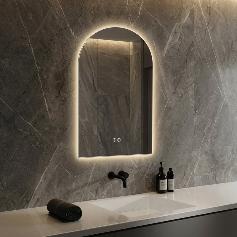 Miroir de salle de bain 48 po x 24 po à rétroéclairage DEL sans cadre, 3 lumières à intensité variable, antibuée, commande tactile, miroir de meuble-lavabo mural