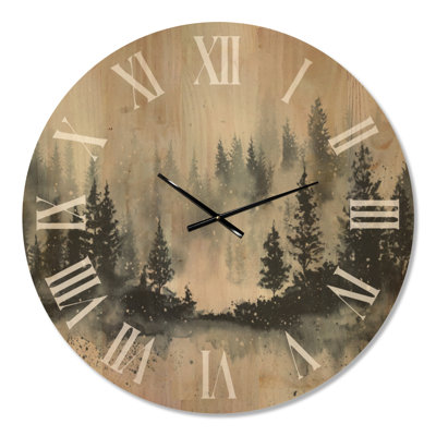 Grande horloge murale Woodland Silent Wood - Misty Winter Forest