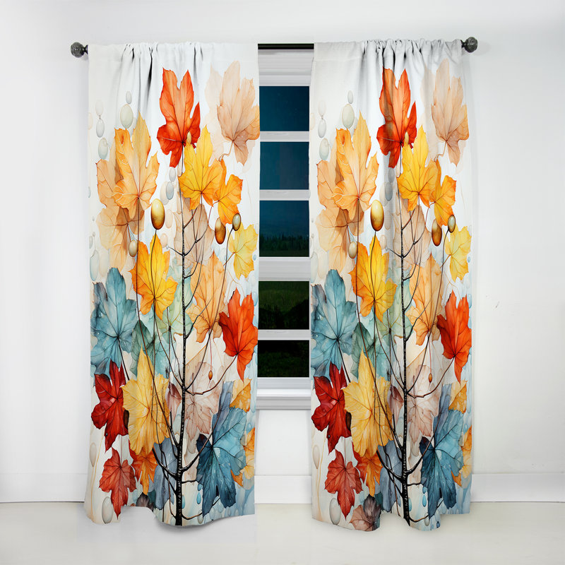 Vasiliya - Rideau à feuilles - Rideau floral obscurcissant - 1 panneau, L 52 po x L 108 po