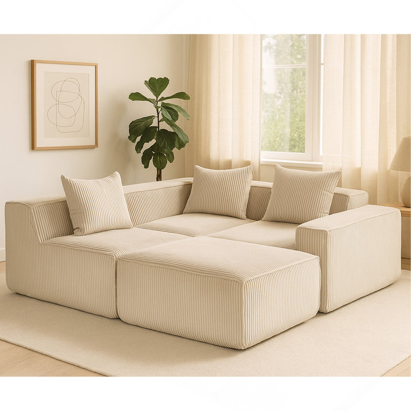 Canapé modulaire multi-personnes pouvant être combiné librement-33005-4, Beige