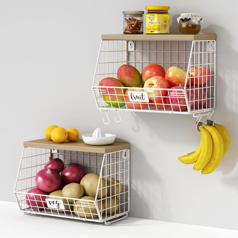 White Metal Wire Basket