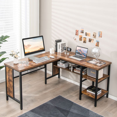 L-Shaped Metal Base Computer Desk