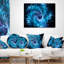 Fractale de trou de ver bleu magique - coussin imprimé abstrait