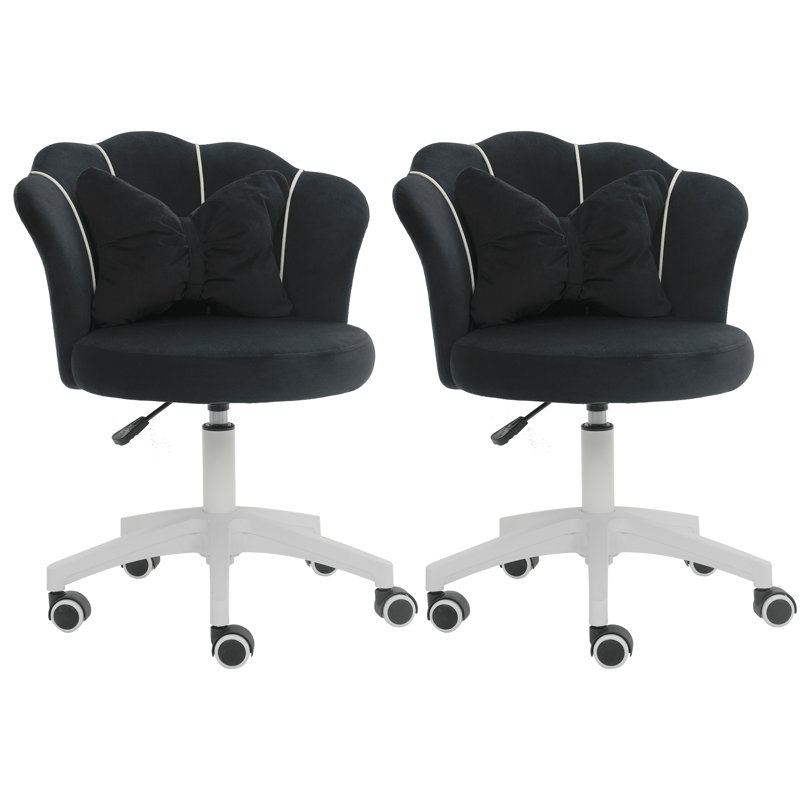 Chaise de bureau pivotante en velours avec coussin lombaire Herschel, Noir