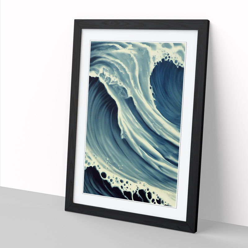 Seascape Ocean Spray - Single Picture Frame Painting, 34cm H x 25cm W x 2cm D, Black