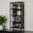 70.9" H Black Glass Display Cabinet With LED Lighting