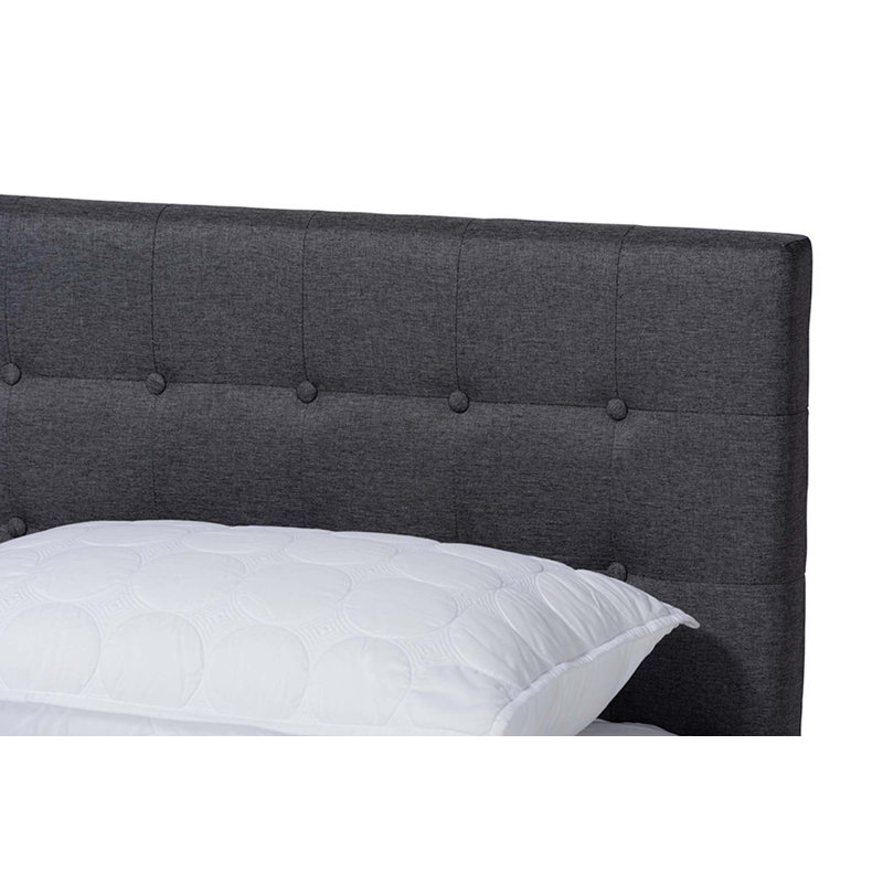 Lit plateforme tapissier Charito, Gris foncé, Très grand