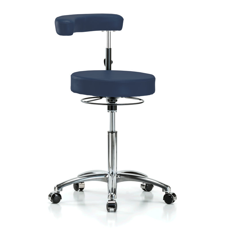 Tabouret Khorawa PERCH Hauteur du banc moyen: 22,5 à 28 po, Bleu impérial, Vinyle
