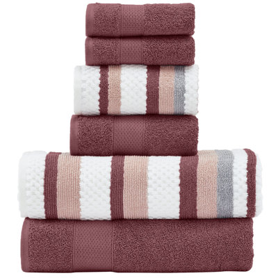 Ensemble de serviettes réversibles en fils de jacquard réversible 6 pièces Modern Threads Pax - Serviettes de bain, débarbouillettes et débarbouillettes - Super absorbant et à séchage rapide