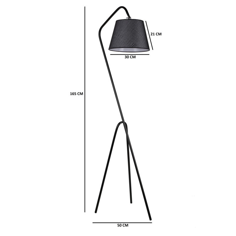 Dreadnaught 165cm Tripod Floor Lamp, Grey, Black