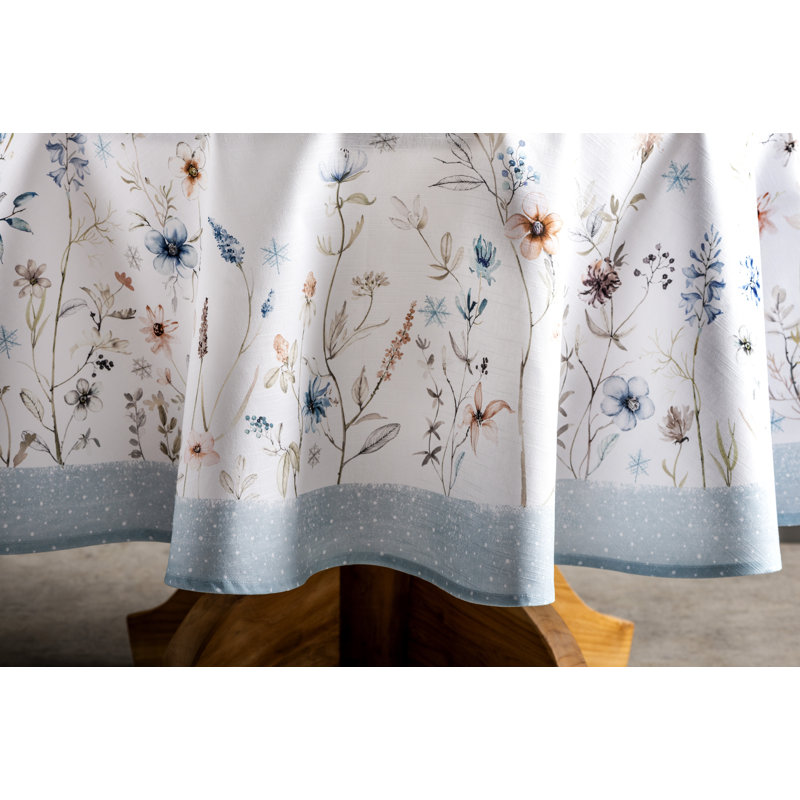 Floral 100% Cotton Round Tablecloth, 63" x 63"