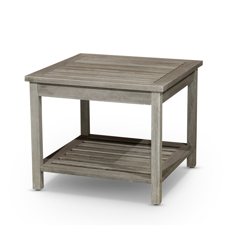 Longs Peak FSC Certified Eucalyptus 2-Shelf Outdoor Side Table, Espresso - Weather Resistant Patio Furniture