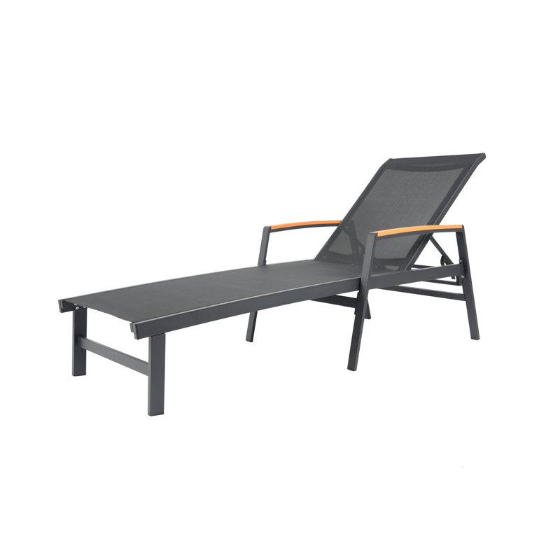Burnam Outdoor Metal Chaise Lounge Set with Table, Noir