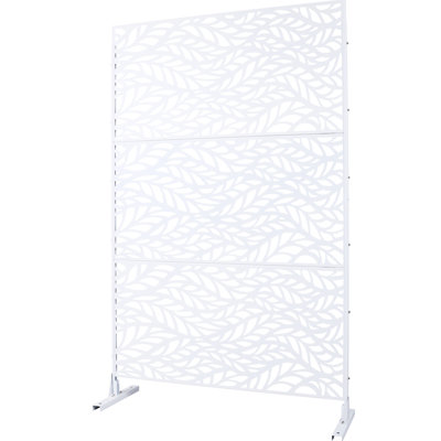 Écran d'intimité en métal H 76 po en métal - autoportant pour balcon, patio, terrasse, blanc apaisant