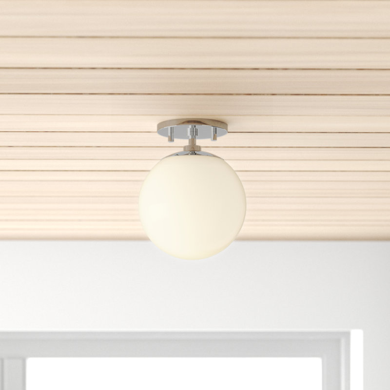 Luna Glass Semi Flush Mount, Polished Nickel
