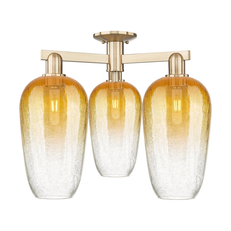 Brookhaven Flute - 3 Light Semi-Flush Mount, Bronze champagne, Ambre