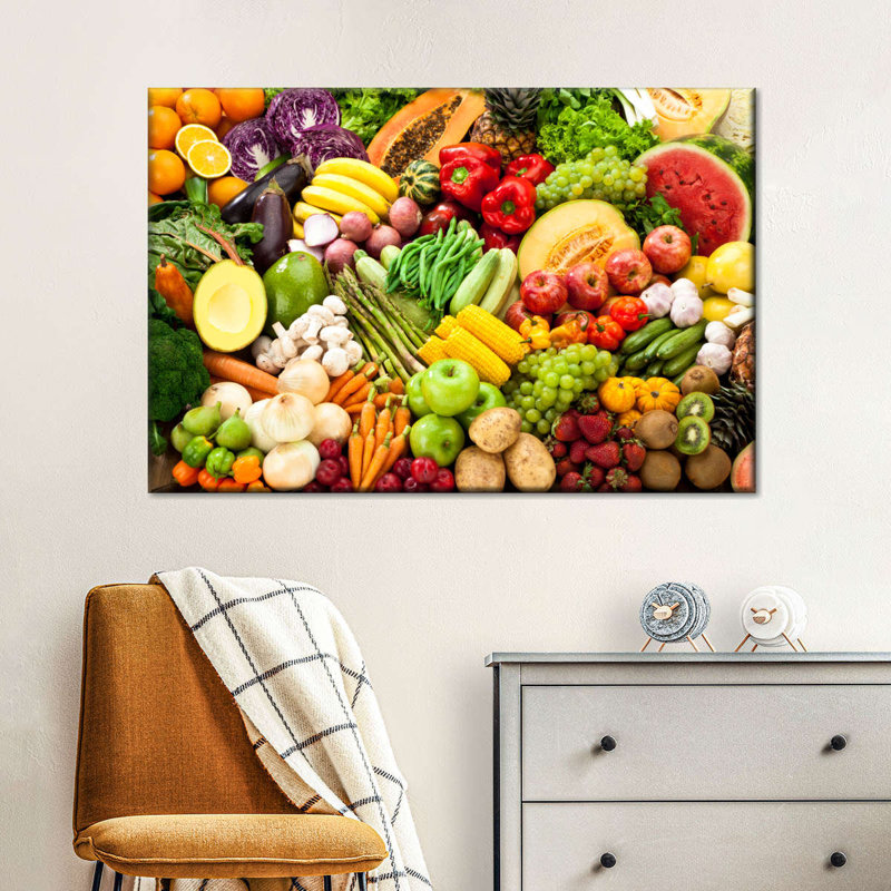 Impression sur toile Fresh Fruits And Veggies, H 34 po x l 51 po x P 1,25 po