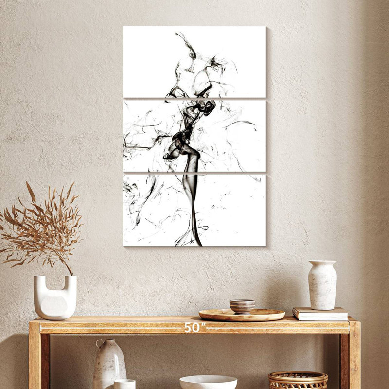 Senne Abstract Black Smoke - The Dancer, 38" H x 24" W