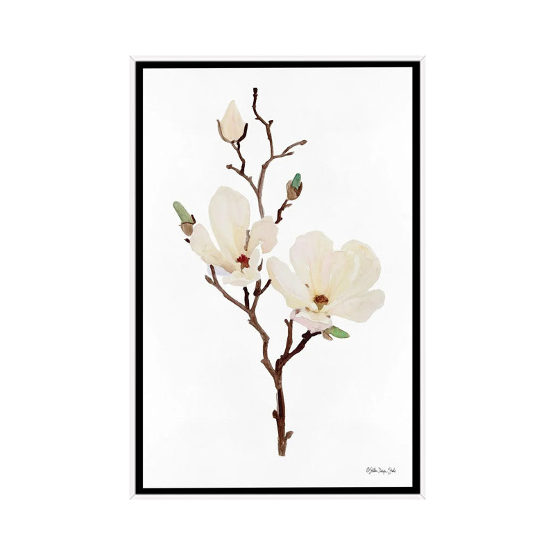 Magnolia by Stellar Design Studio - Painting on Canvas, White Floater Frame, 152.5 cm H x 101.5 cm W