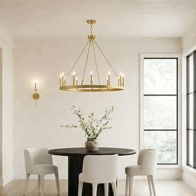 Madalyn 12 - Light Candle Style Wagon Wheel Chandelier