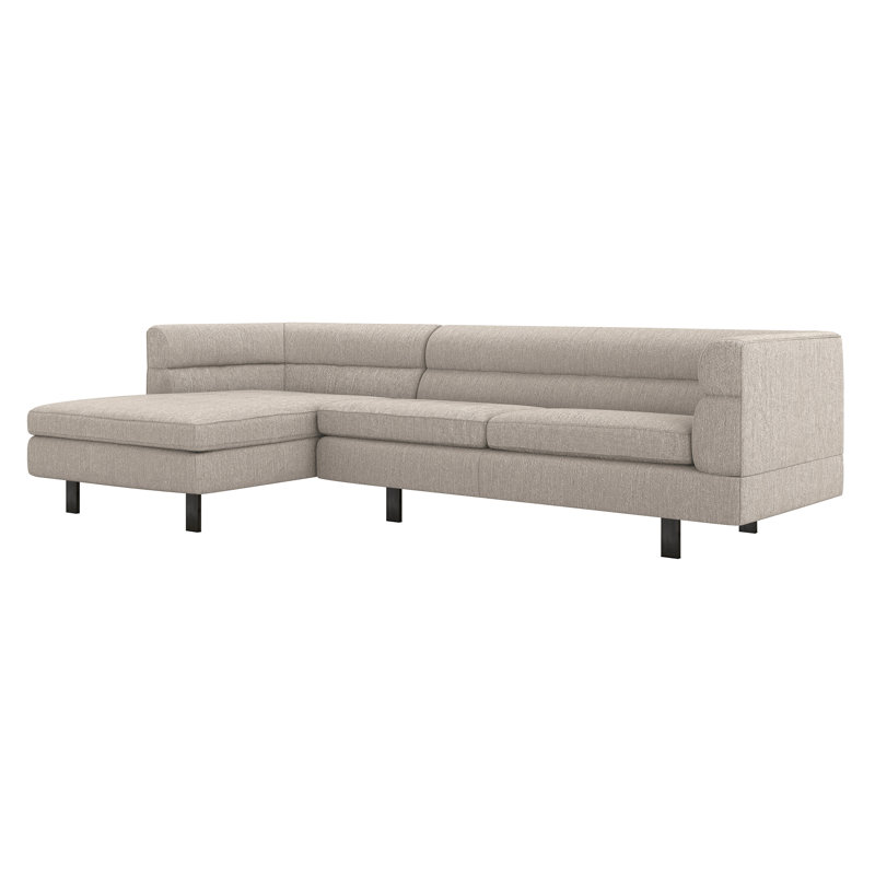 Ornette Chaise Sectional, Left Hand Facing, Fresco 100% Polyester, Black