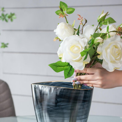 Vase en verre Smoky Black Swirl