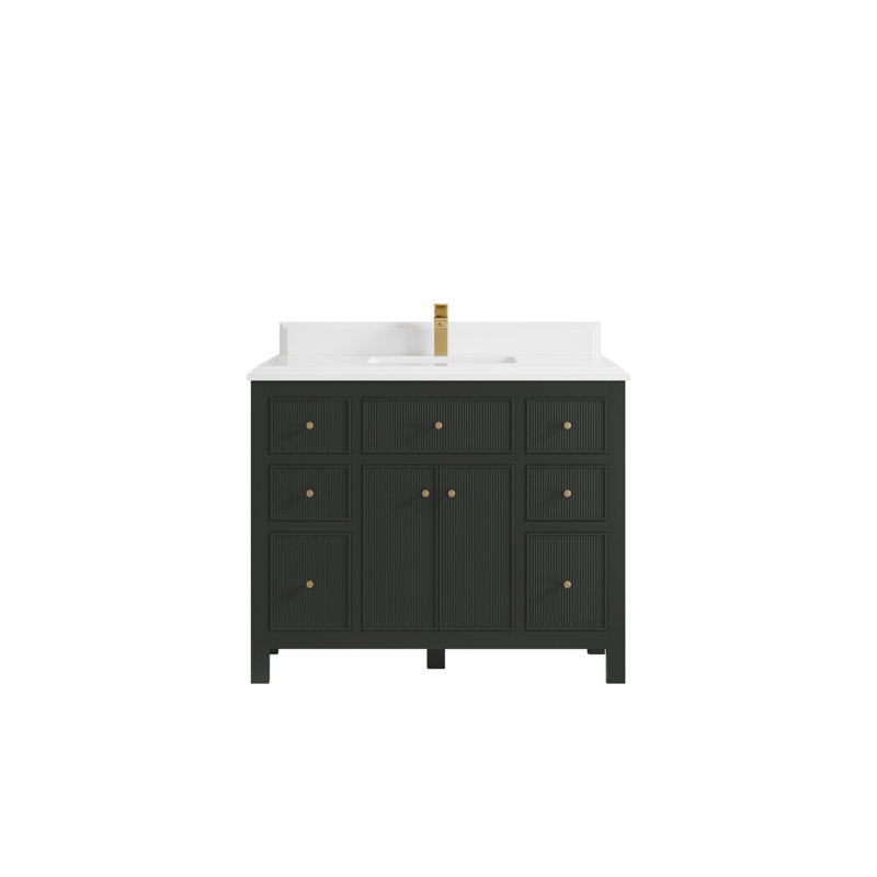 Sonoma X P 22 po Meuble-lavabo simple en albâtre, Calacatta Laza, Matte Black
