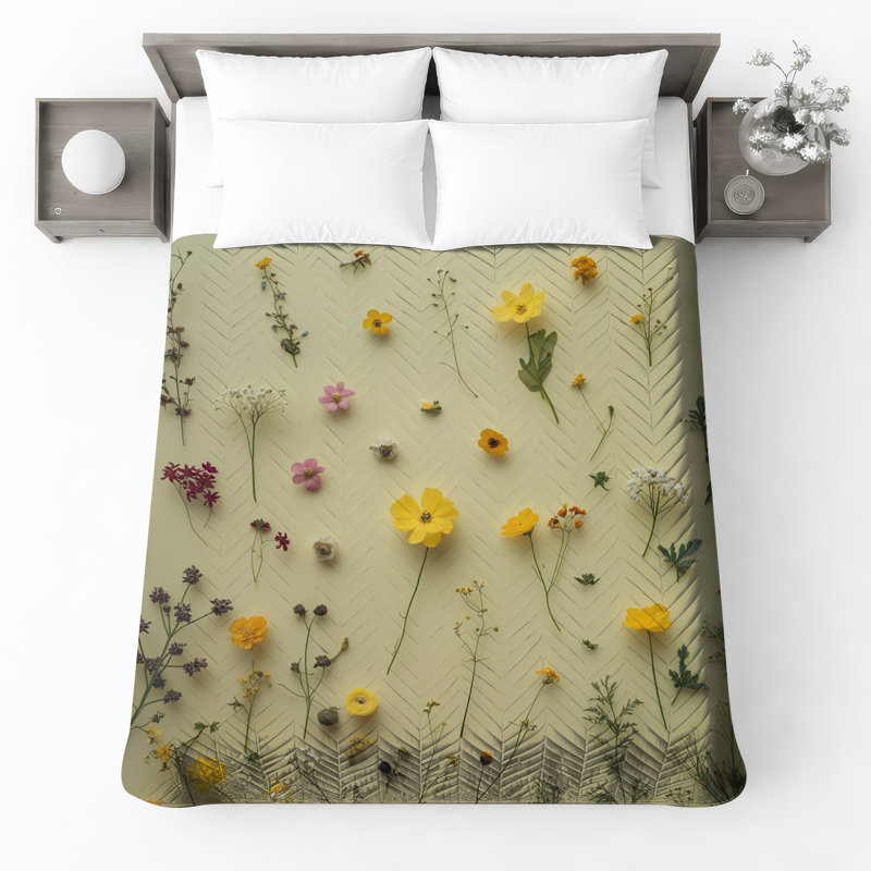 Assorted Wildflowers Bedding Wildflowers Bedspread Floral, Grand lit