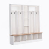 Wide Design Hall Tree with Storage Bench, Minimalist Shoe Cabinet with Cube Storage & Shelves, Multifunctional Coat Rack with 8 Hooks