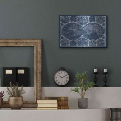 «World Globes Blueprint» par Vision Studio, art mural en métal, 16 po x 12 po