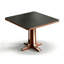 Table de salle à manger noire + brune + argent fritté rond + bois massif + acier inoxydable-174298480-174298482