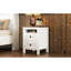 Table de chevet blanche et brune avec 2 tiroirs pour la chambre à coucher