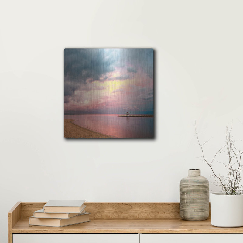  «Walking On The Beach» par Dirk Wustenhagen, art mural en métal, 12 po x 12 po, H 12 po x l 12 po