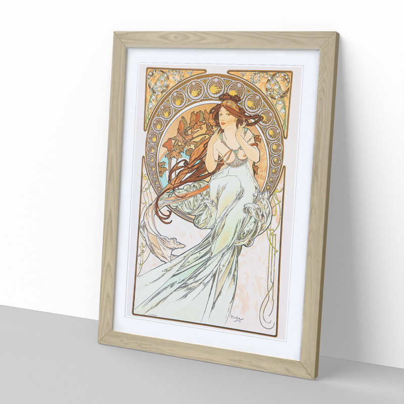 The Music Vol.2 by Alphonse Mucha - Picture Frame Graphic Art, 65cm H x 48cm W x 2cm D, Oak Framed