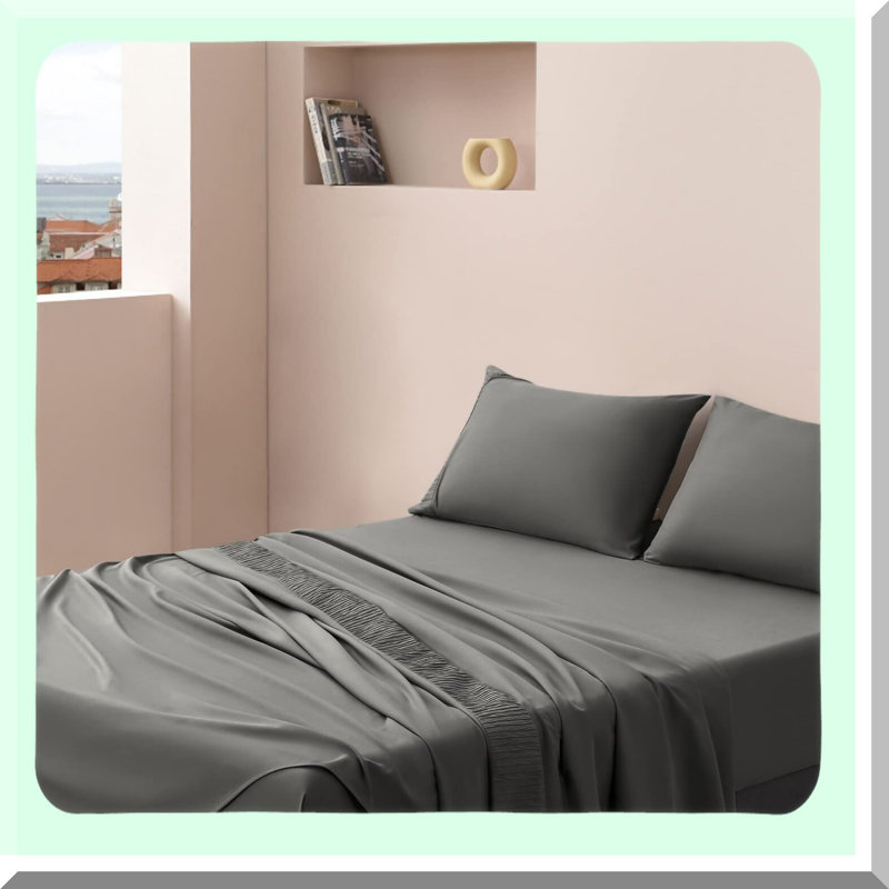 CoolMax 1800 Thread Count Microfiber Cooling Bed Sheet Set - Full Size Dark Grey - Soft Breathable Sheets with Pillowcases - 4 Piece Bedding Set