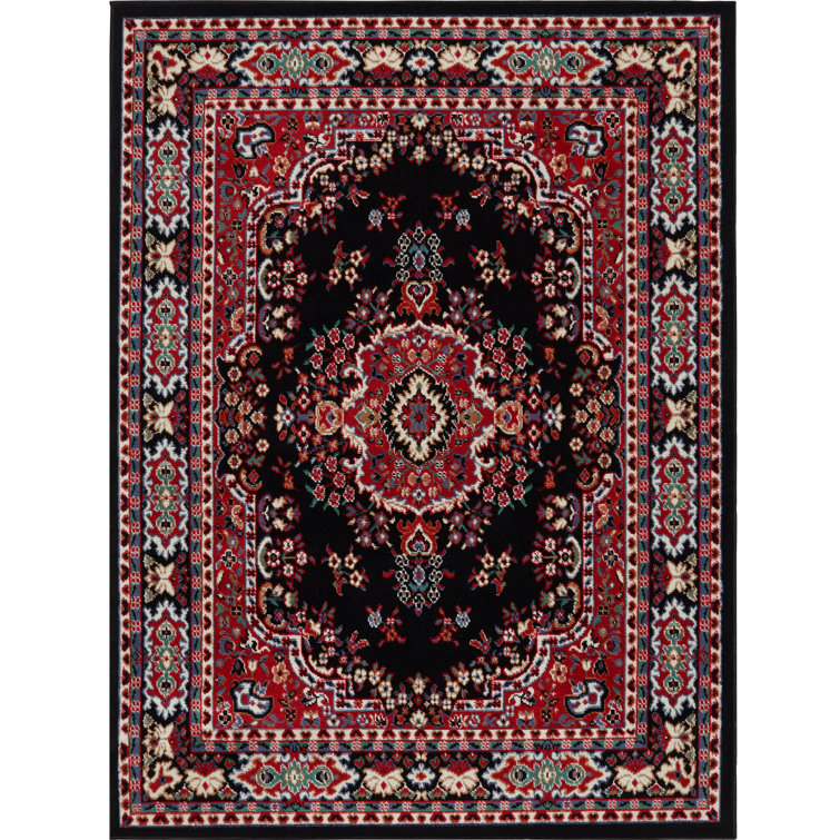 Modena Oriental Black/Red Area Rug
