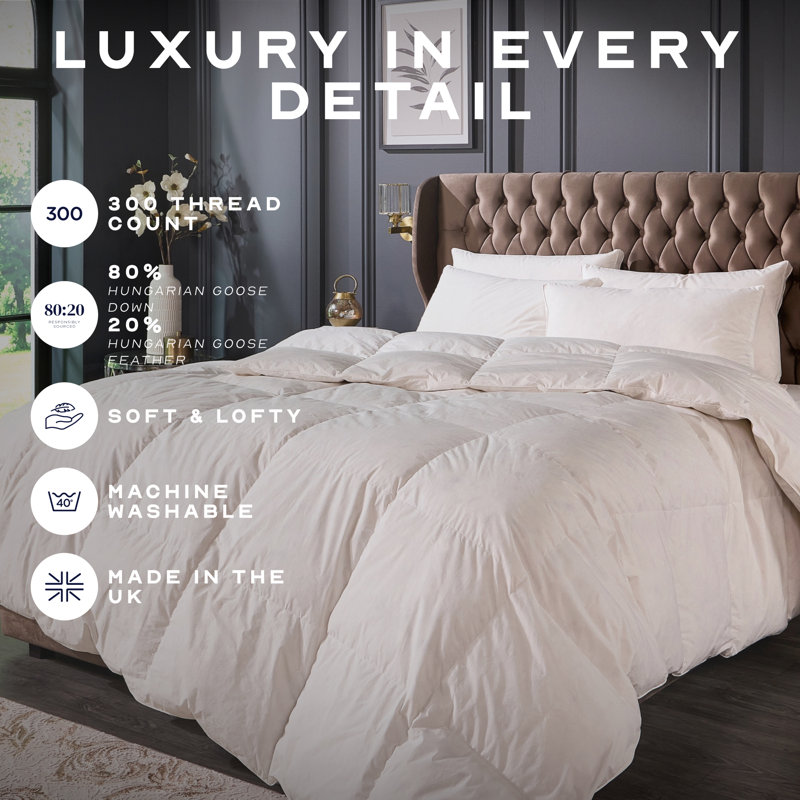 Retreat Snuggledown Sumptuous Goose Down Duvet 10.5 Tog All Year Round Premium Machine Washable, Single