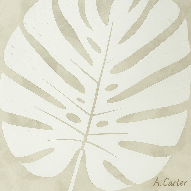 «Monstera Grace» par A. Carter - Art mural sur toile tendue, H 40 po x l 40 po