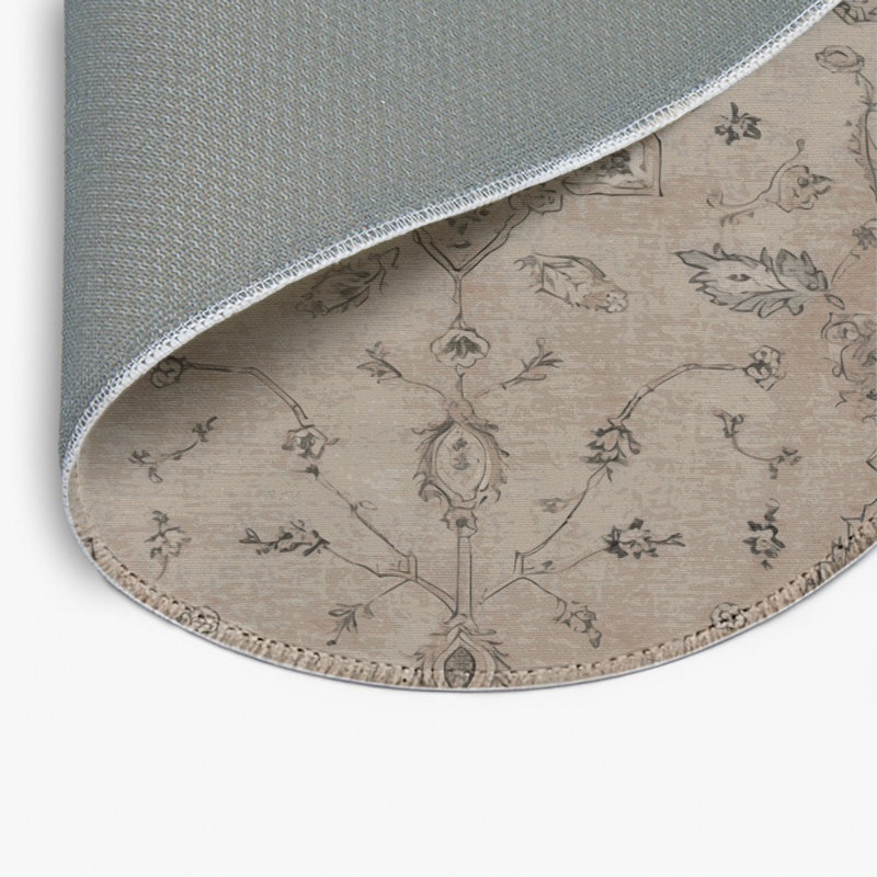 Tapis gris d'intérieur et d'extérieur Tabriz, Rond 5 pi