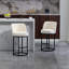 Ensemble de 2 tabourets de bar à hauteur de comptoir, tabourets de bar moderne avec dossier, tabourets de bar rembourrés en tissu de lin pour îlot de cuisine-749319264