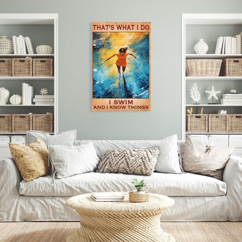 «Woman I Swim 1», reproduction sur toile, H 36 po x l 24 po x P 1,25 po