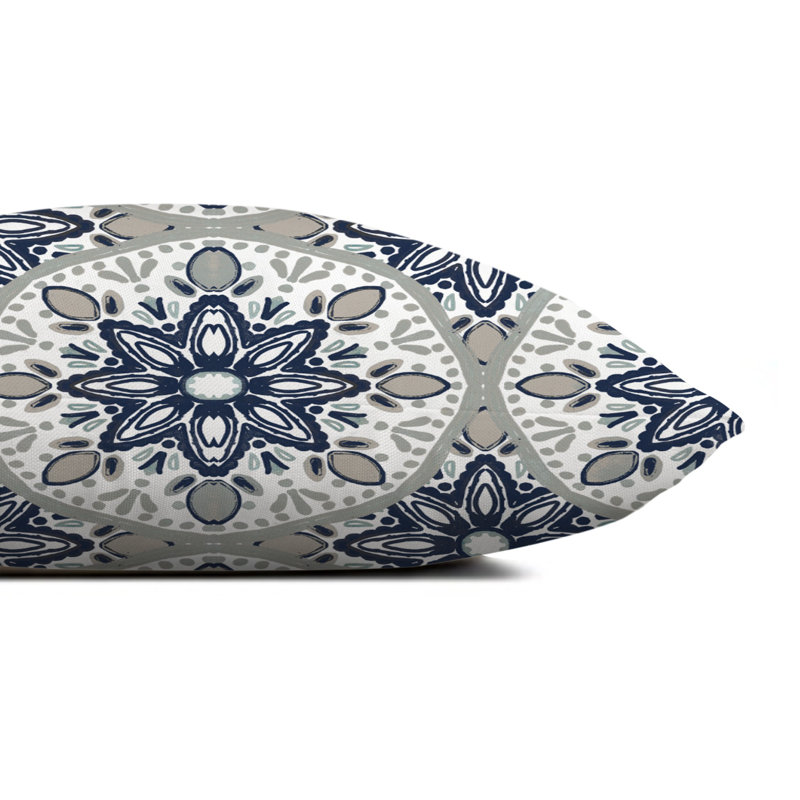 Outdoor Square Pillow Cover & Insert, Blue/Gray