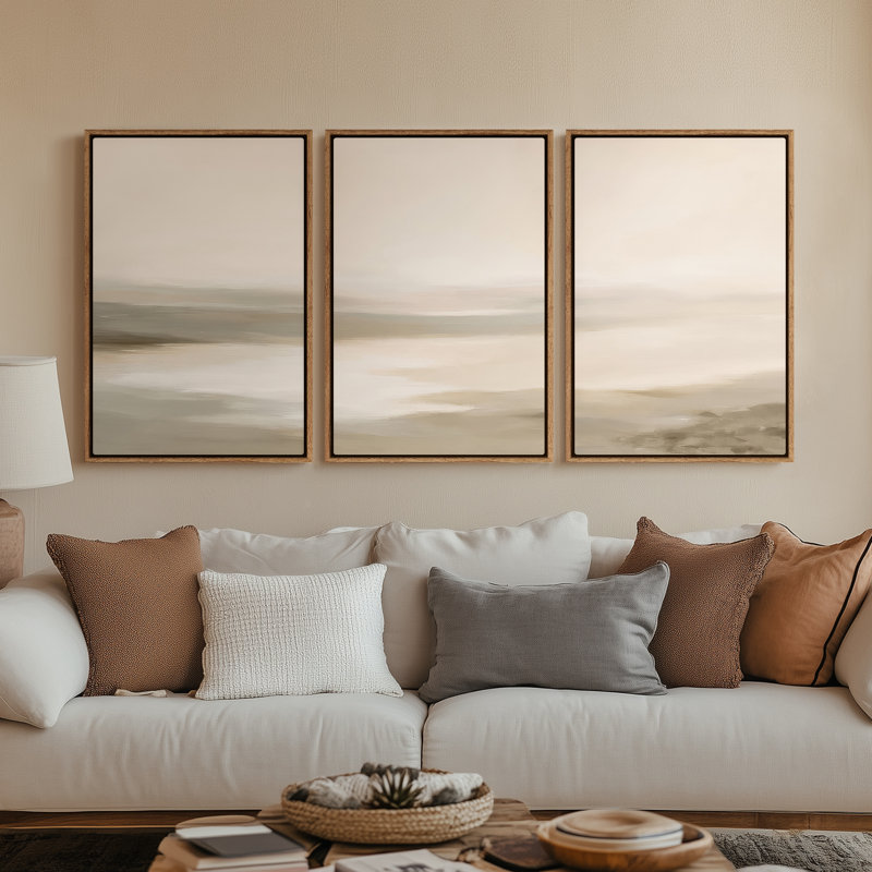 Framed Canvas Wall Art - Vintage Abstract Wall Prints for Bedroom, 24" H x 16" W, Natural