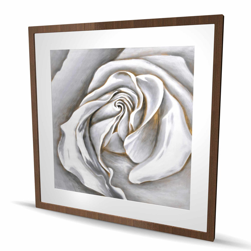 White White Delicate - Reproduction matte encadrée pour décor de salle de bain, H 36 po x l 36 po