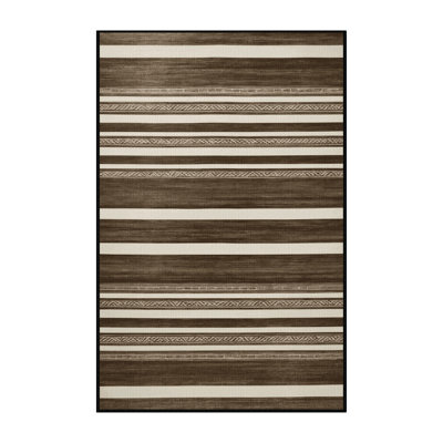  Tapis lavable rayé blanc bronze