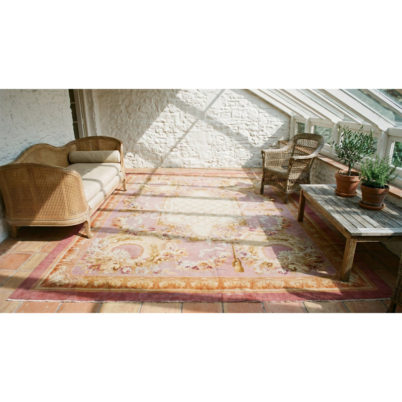 Ivory Antique Allover Trellis Design Oversized French Savonnerie Carpet
