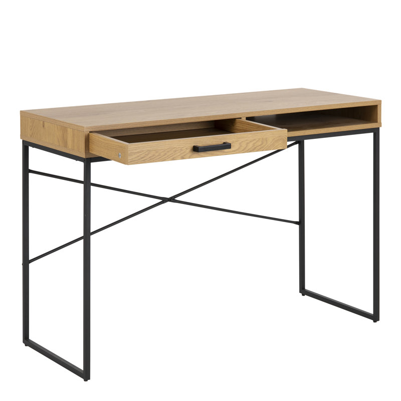 Adrista Metal Base Writing Desk, Oak